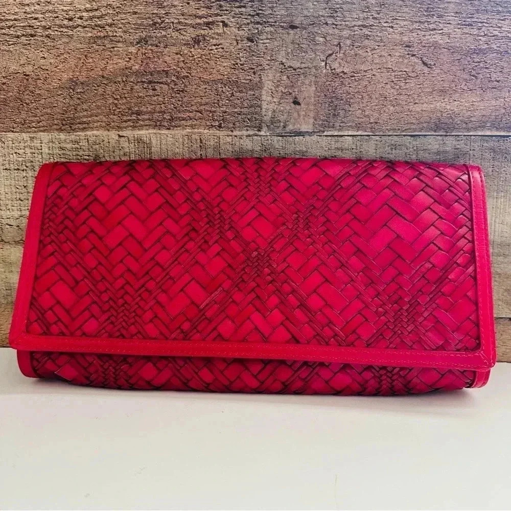 NWOT Cole Haan Leather Weave Clutch